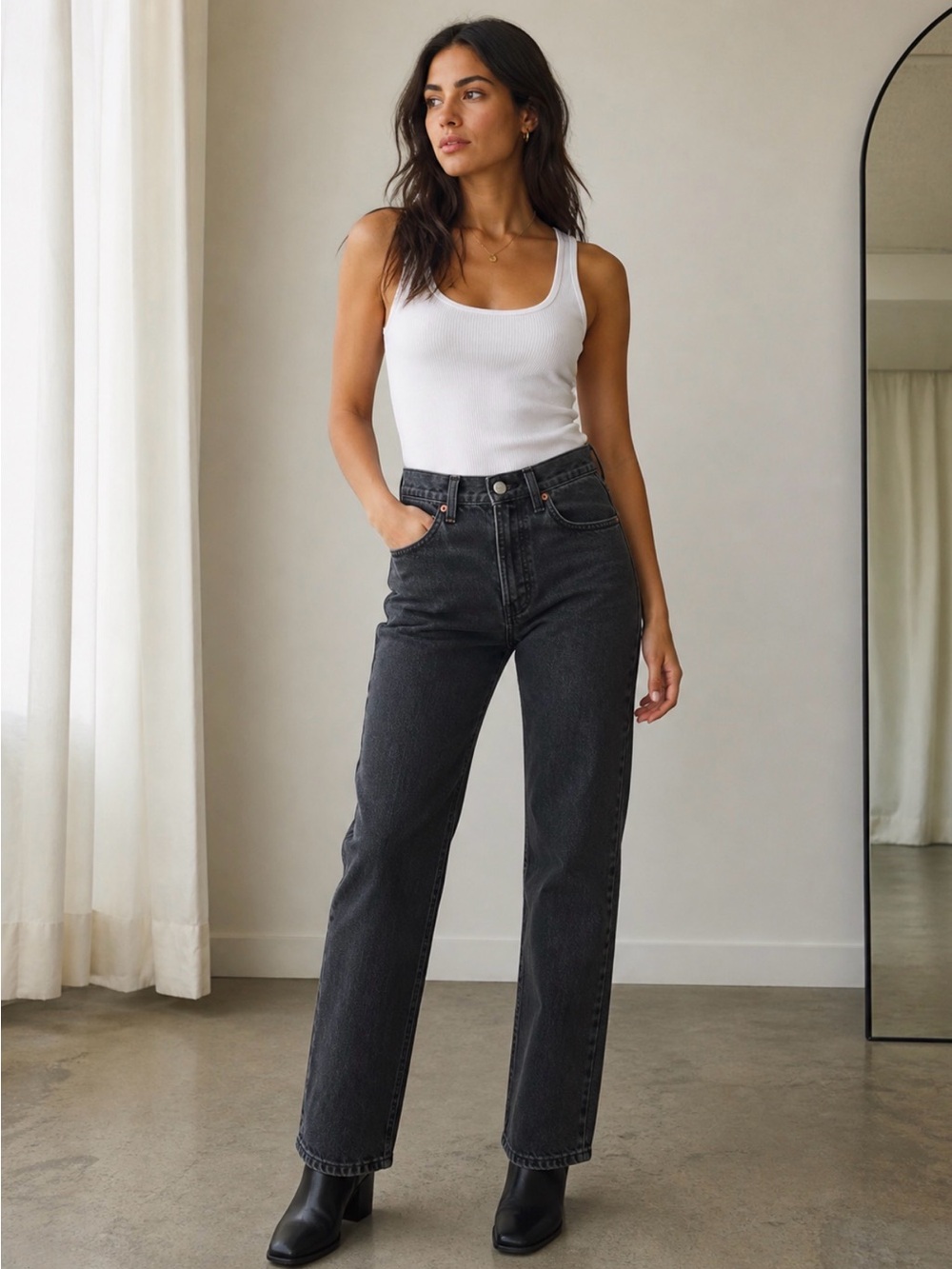 Levi's 501 Straight Leg Jeans in Washed Black